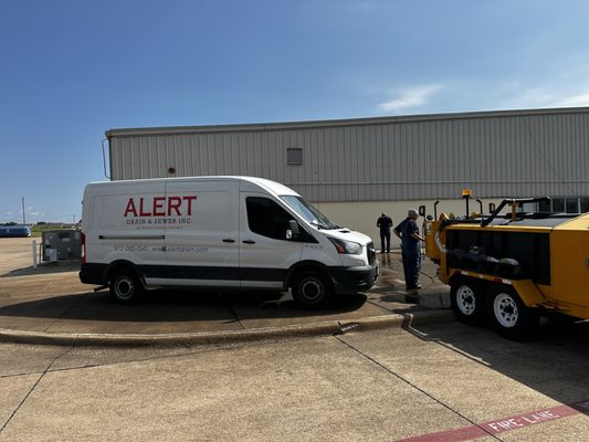 Hydro Jetting an Outlet mall sewer main stoppage - Hydro Jetted main sewer to city manhole to unstop build up for an outlet mall Hydro Jetting an Outlet mall sewer main stoppage - Hydro Jetted main sewer to city manhole to unstop build up for an outlet mall