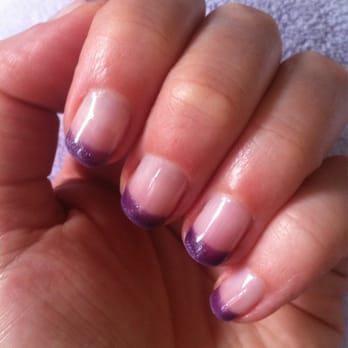 JD Nails - Shellac mani with purple shimmer tips - Nail Salons Near Me - San Jose, California JD Nails - Shellac mani with purple shimmer tips - Nail Salons Near Me - San Jose, California
