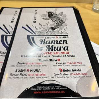 Ramen Mura - Menu - Ramen Near Me - Stanton, California