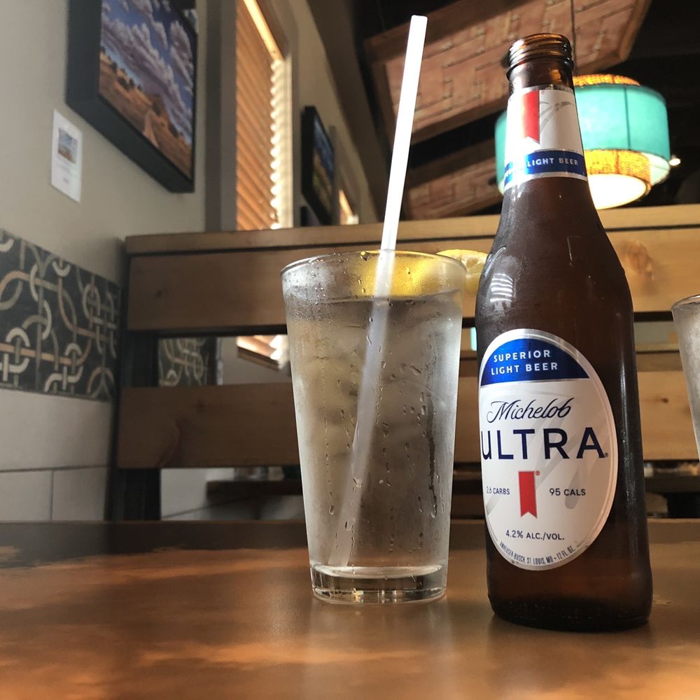 Range Cafe - Water with lemon and Michelob Ultra served with a cold glass. - Breakfast & Brunch Near Me - Albuquerque, New Mexico Range Cafe - Water with lemon and Michelob Ultra served with a cold glass. - Breakfast & Brunch Near Me - Albuquerque, New Mexico