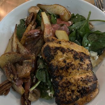 Caffeine's Midtown - Pear and spinach salad with salmon - American Near Me - West Springfield, Massachusetts