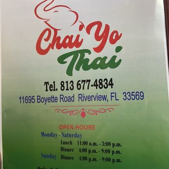 Chai Yo Thai Cuisine - Hours - Thai Near Me - Riverview, Florida Chai Yo Thai Cuisine - Hours - Thai Near Me - Riverview, Florida