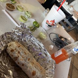 Carne asade burrito with Fanta Carne asade burrito with Fanta