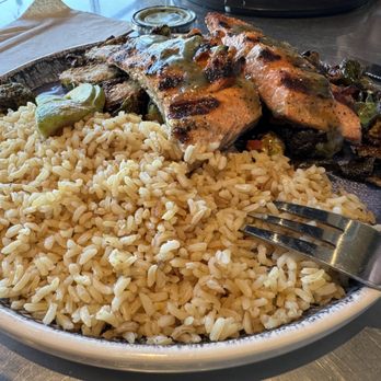 California Fish Grill - Grilled Sockeye Salmon plate with Brussels sprouts (no balsamic glaze or parmesan), brown rice, and avocado--delicious and healthy! - Seafood Near Me - Pasadena, California California Fish Grill - Grilled Sockeye Salmon plate with Brussels sprouts (no balsamic glaze or parmesan), brown rice, and avocado--delicious and healthy! - Seafood Near Me - Pasadena, California