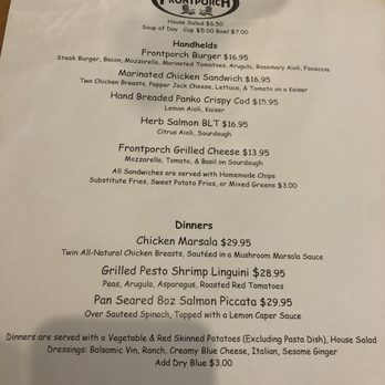 Luke & Mike's Frontporch - Dinners menu April 2023 - New American Near Me - Aspinwall, Pennsylvania