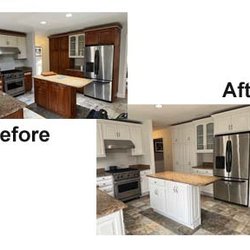 Grayline Painting - Before and after kitchen cabinets Benjamin Moore Advance