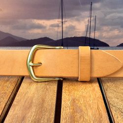 Cellar Leather - Italian Vachetta Natural Veg Tanned Leather Belt locally handcrafted from Cellar Leather on good old Cape Cod. Made in the USA