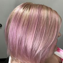 Paula Marie Hair Studio - Pink pops on blonde hair.