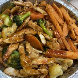 47. Fuel Teriyaki Plate with air baked sweet potato fries instead of brown rice