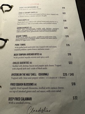 Menu photo 5 Clandestino Palm Springs, CA