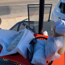 TacoMan - Left: California burrito Center: Asada burrito Right: Crispy taco