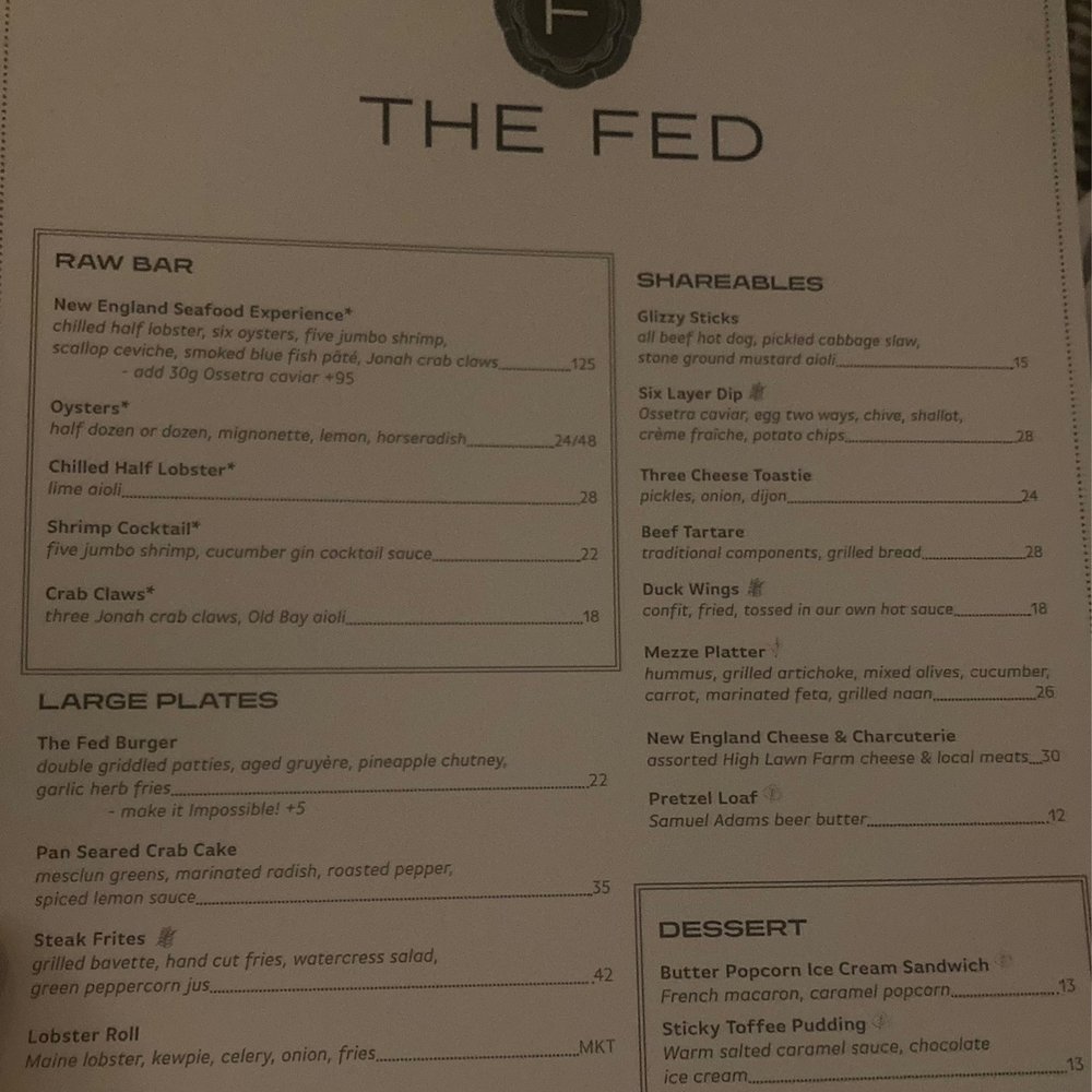 The Fed - Menu 1 - Pubs Near Me - Boston, Massachusetts The Fed - Menu 1 - Pubs Near Me - Boston, Massachusetts