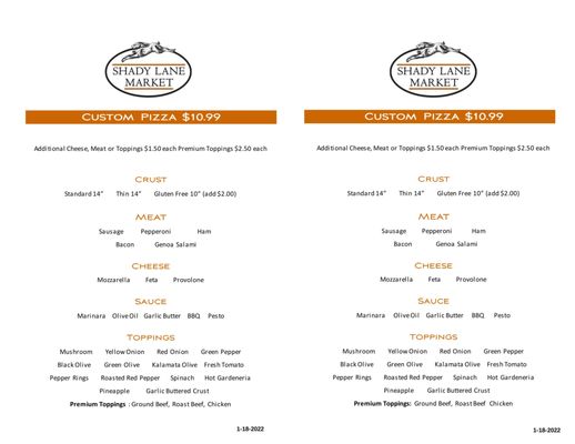 Menu photo 1 Shady Lane Market Suttons Bay, MI