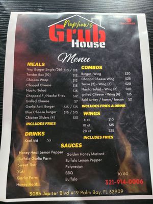 Menu photo 1 Nephew's Grub House Palm Bay, FL
