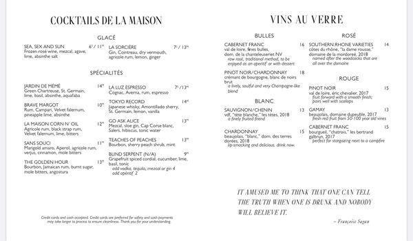 Menu photo 8 Bar Métier New Orleans, LA Menu photo 8 Bar Métier New Orleans, LA
