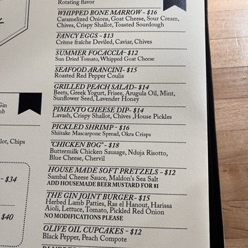 The Gin Joint - The bar "provisions" menu - Cocktail Bars Near Me - Charleston, South Carolina The Gin Joint - The bar "provisions" menu - Cocktail Bars Near Me - Charleston, South Carolina