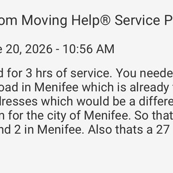 A1 Prestige Movers - Fidel saying I should have actually been charged for more hours because it should have been 2 hours minimum to load and 2 to unload - Movers Near Me A1 Prestige Movers - Fidel saying I should have actually been charged for more hours because it should have been 2 hours minimum to load and 2 to unload - Movers Near Me