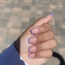 Studio Chic Nails and Spa - Short Square purple French tip