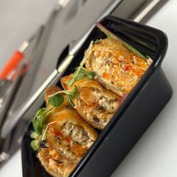 Blaze Bistro - Salmon egg rolls with hot honey glaze