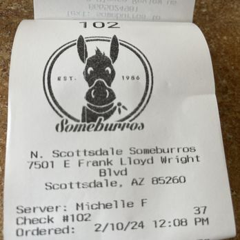 Someburros - Receipt - Mexican Near Me - Scottsdale, Arizona