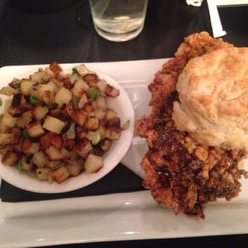 24 Diner - Chicken Biscuit with a side of skillet potatoes! Delicious. - Diners Near Me - Austin, Texas 24 Diner - Chicken Biscuit with a side of skillet potatoes! Delicious. - Diners Near Me - Austin, Texas