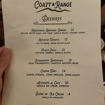 Coast Range - Menu - Steakhouses Near Me - Solvang, California