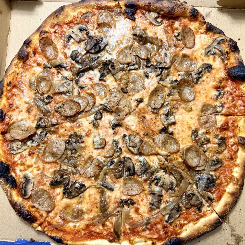 Peter’s Pizzeria - Sausage mushroom and onion. Excellent. Huge pie! Outstanding. - Pizza Near Me - Pompano Beach, Florida Peter’s Pizzeria - Sausage mushroom and onion. Excellent. Huge pie! Outstanding. - Pizza Near Me - Pompano Beach, Florida