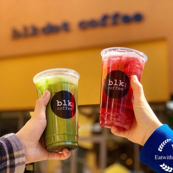Blk Dot Coffee - Uji matcha latte and lychee peach black tea - Coffee & Tea Near Me - Irvine, California