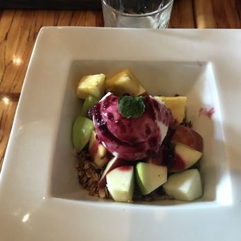 Chambar - Granola and yogurt parfait.  It was a very large portion so we shared around the table. - Belgian Near Me - Vancouver, British Columbia