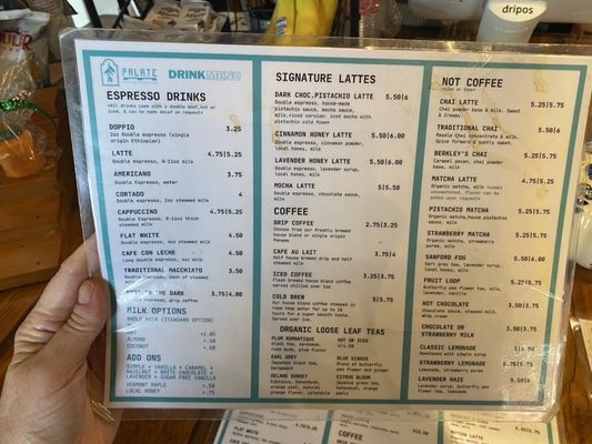 Menu photo 2 Palate Coffee Roasters Sanford, FL