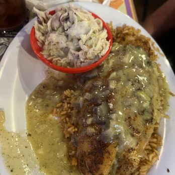 Dat Cajun Place - Blackened fish creole w/ coleslaw - Cajun/Creole Near Me - Panama City, Florida