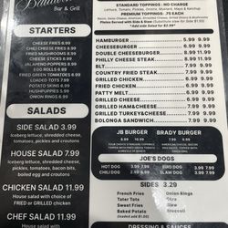 Baldwins Bar and Grill - Menu Page 1