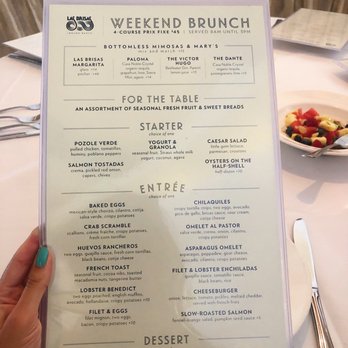 Las Brisas - Las Brisas Sunday Brunch Menu - inside - Mexican Near Me - Laguna Beach, California