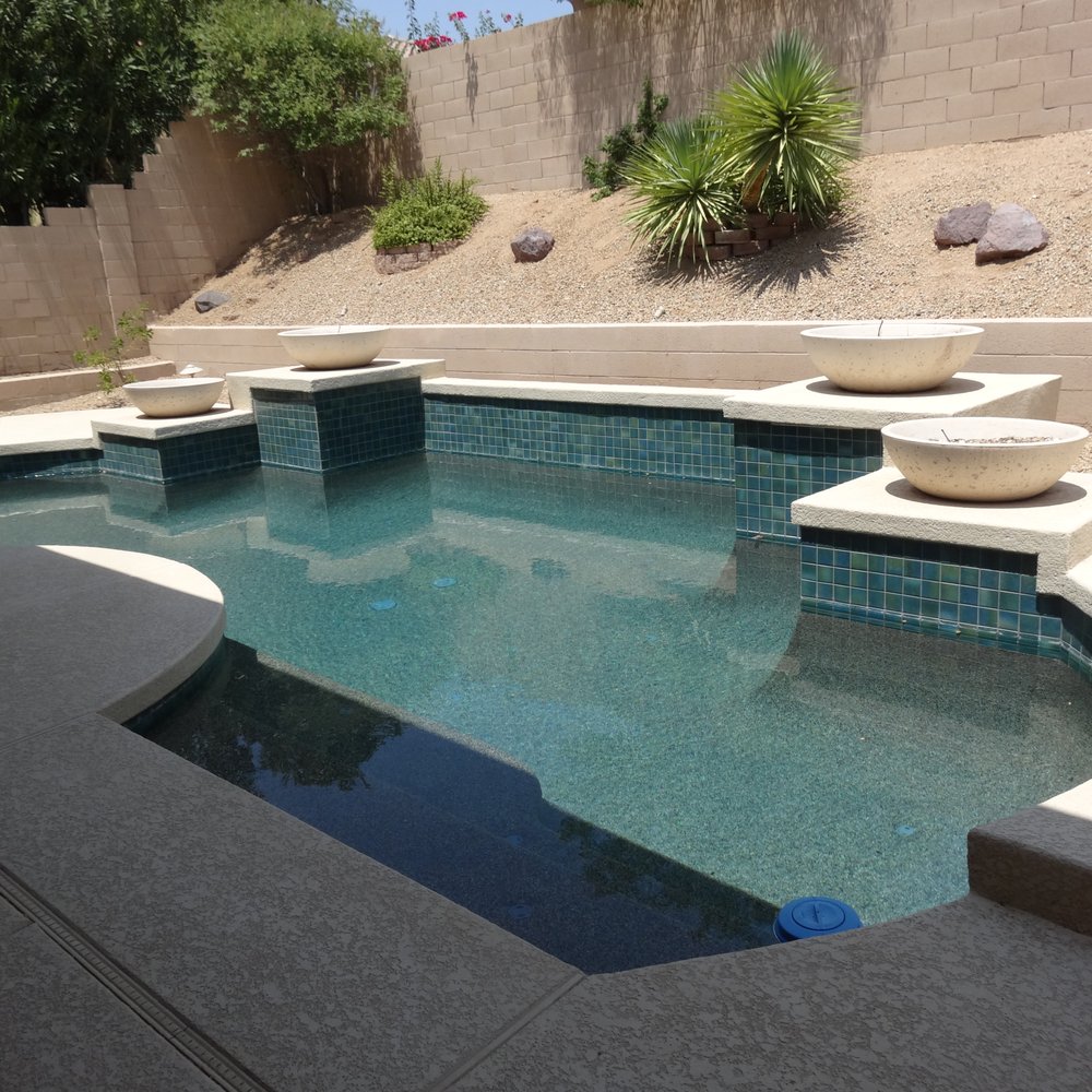 CDC Pools - This is the pool before the resurfacing with the original tile and pebble tec from previous owners. - Hot Tub & Pool Near Me - Chandler, Arizona