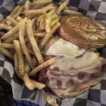 Deep Deuce Grill - Turkey club on pretzel bun - American Near Me - Oklahoma City, Oklahoma Deep Deuce Grill - Turkey club on pretzel bun - American Near Me - Oklahoma City, Oklahoma