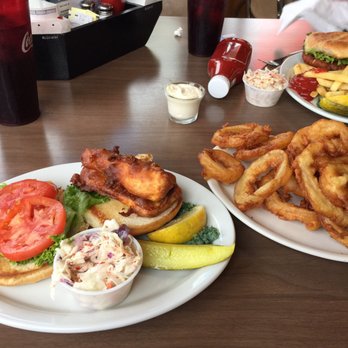 Lock View Restaurant - Whitefish sandwich, coleslaw, with substitute fries for onion rings. - Seafood Near Me - Sault Ste. Marie, Michigan Lock View Restaurant - Whitefish sandwich, coleslaw, with substitute fries for onion rings. - Seafood Near Me - Sault Ste. Marie, Michigan
