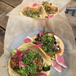 Pork chile verde taco and sweet potato taco Pork chile verde taco and sweet potato taco