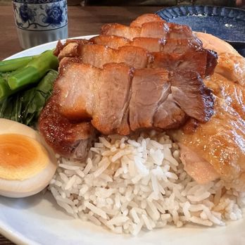 Heritage Asian Eatery - Rice plate with roast duck, BBQ pork, roast chicken - Breakfast & Brunch Near Me - Vancouver, British Columbia
