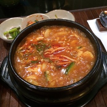 Hansang - Seafood soup (sundubu I think) It came with a big bowl of rice - Korean Near Me - Montreal, Quebec Hansang - Seafood soup (sundubu I think) It came with a big bowl of rice - Korean Near Me - Montreal, Quebec