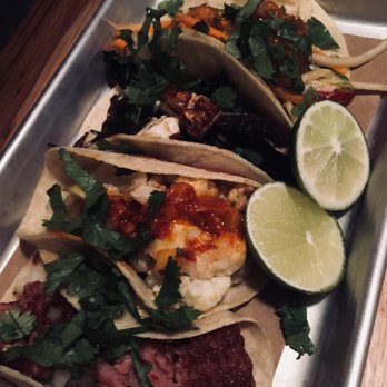 Bartaco Mosaic - bottom to top: chorizo, cauliflower, duck, shrimp - Tacos Near Me - Fairfax, Virginia Bartaco Mosaic - bottom to top: chorizo, cauliflower, duck, shrimp - Tacos Near Me - Fairfax, Virginia