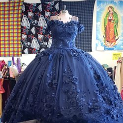 Rainbow Fabrics - A beautiful, dark blue dress for a quinceañera. So pretty! :)