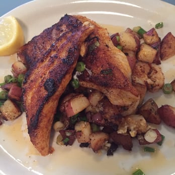 High Hat Cafe - Fresh gulf catch of the day! Spicy seared drum with potato and shrimp hash. $20 - Southern Near Me - New Orleans, Louisiana