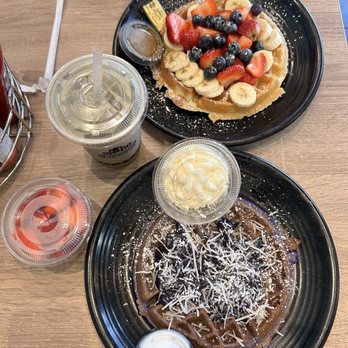 Stacks Pancake House - Ube waffle and Trio Waffle - Breakfast & Brunch Near Me - Irvine, California Stacks Pancake House - Ube waffle and Trio Waffle - Breakfast & Brunch Near Me - Irvine, California