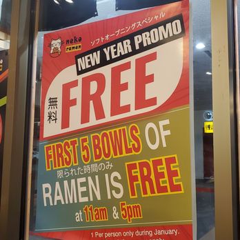 Neko Ramen - January 2024 promo sign - Japanese Near Me - Las Vegas, Nevada