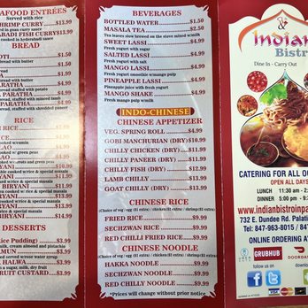 Indian Bistro - Menu as of 6/26/2023 - Indian Near Me - Palatine, Illinois Indian Bistro - Menu as of 6/26/2023 - Indian Near Me - Palatine, Illinois