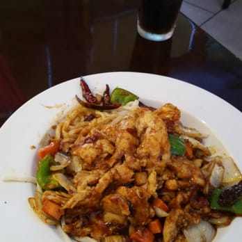 Ginger Café - Kung pao chicken with lo shanghai noodles from the lunch menu. Really good! - Chinese Near Me - Sunnyvale, California