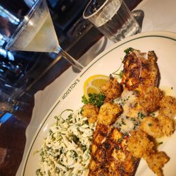 Grilled Redfish, Crispy Rock Shrimp, Coleslaw Grilled Redfish, Crispy Rock Shrimp, Coleslaw
