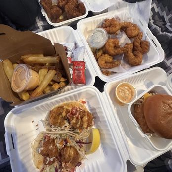 Salty Blue Fish & Chips - Shrimp tacos, fish burger, shrimp basket and chicken strips. - Seafood Near Me - Renton, Washington Salty Blue Fish & Chips - Shrimp tacos, fish burger, shrimp basket and chicken strips. - Seafood Near Me - Renton, Washington