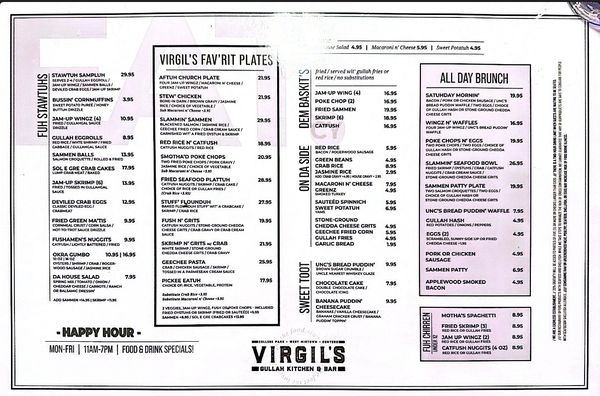 Menu photo 1 Virgils Gullah Kitchen & Bar College Park, GA Menu photo 1 Virgils Gullah Kitchen & Bar College Park, GA