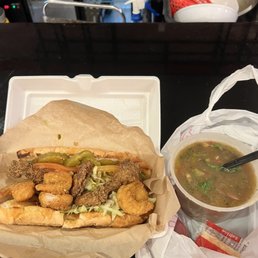 Surf and Turf Poboy & Seafood Gumbo